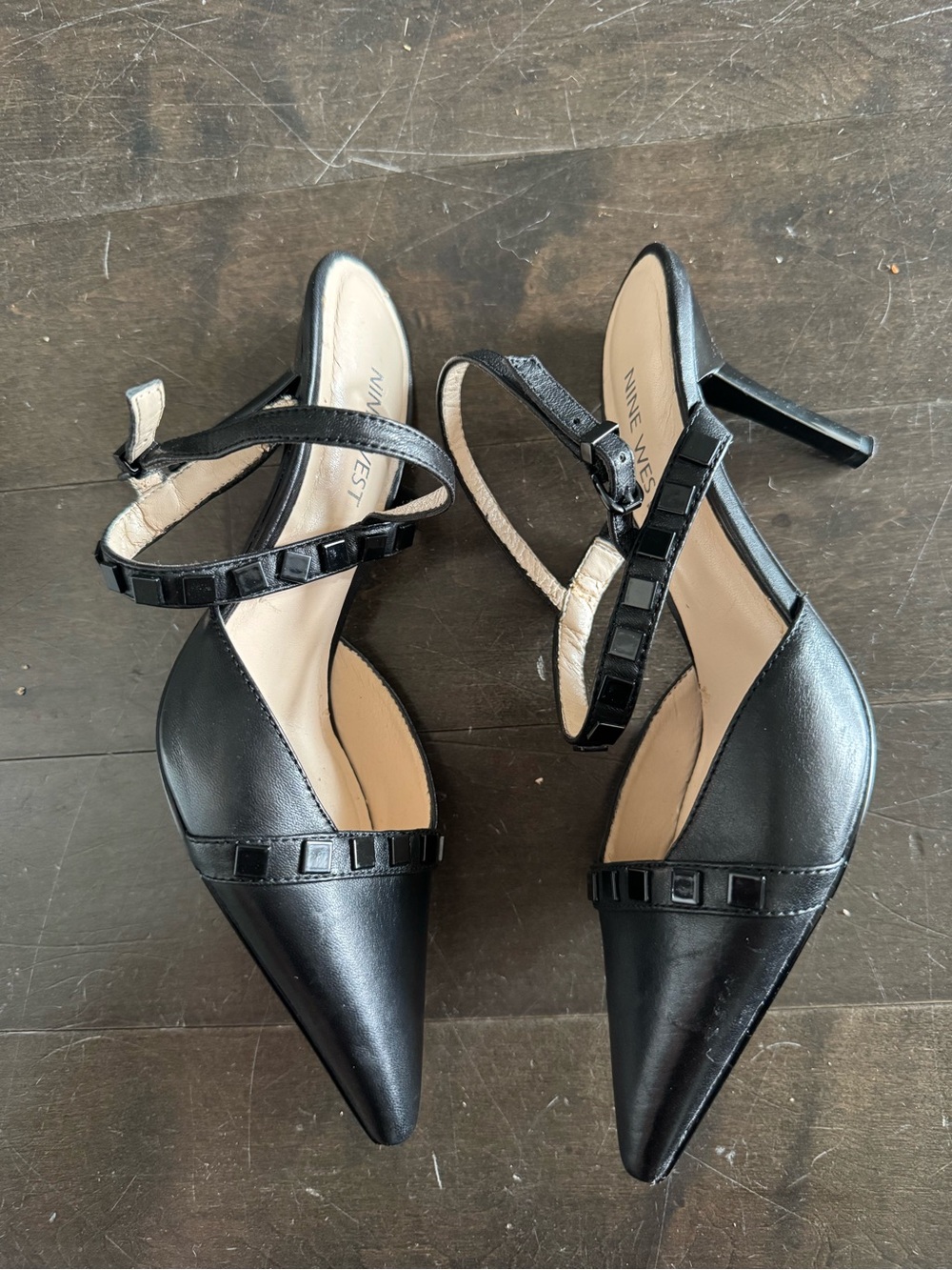 Nine West Black Pointed Slingback Heels 6.5 Fits 5.5-6